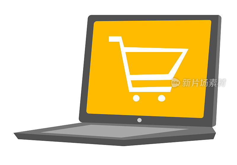 Laptop with a shopping cart vector illustration